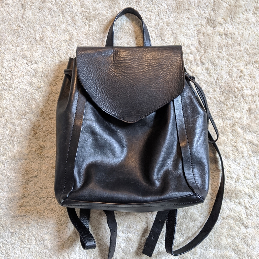 Loeffler Randall black leather backpack